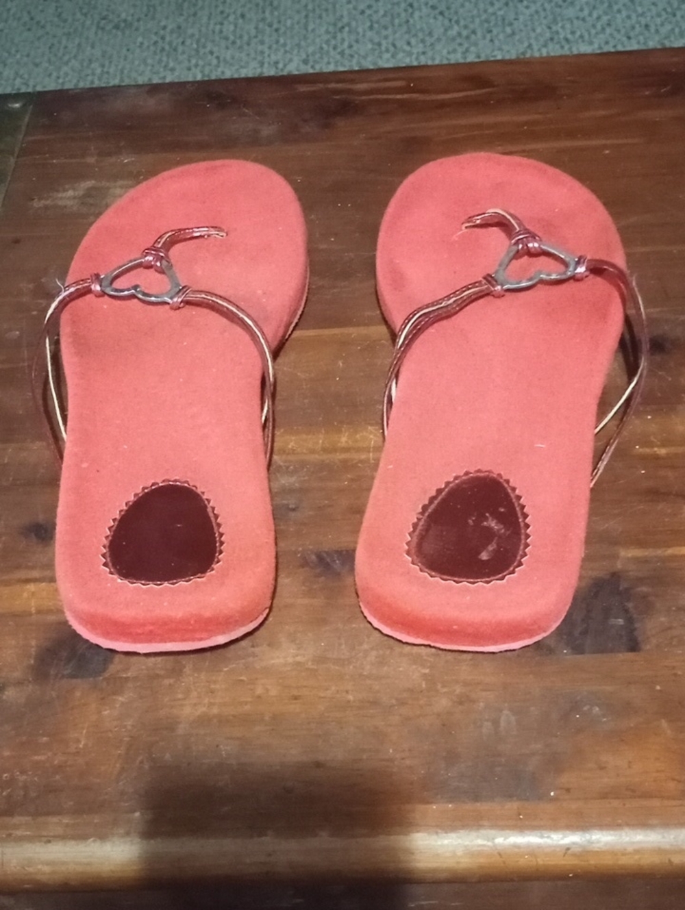 Womens Coral Pink Suede Thong Sandals